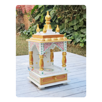 Ensemble de 3 pièces de temple indien traditionnel en bois, artisanal, pour la maison, Pooja Mandir Ghar, décoration, mobilier d'autel de culte