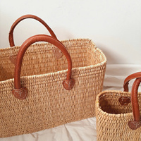 Sac fourre-tout de plage d'été bohème naturel sac à main en paille de jacinthe d'eau/panier à provisions pour les loisirs et la mode