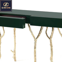 Meubles de salon modernes de luxe Console de table d'entrée Table console en laiton avec base en acier inoxydable Console