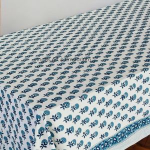 Mantel de algodón hecho a mano indio hermoso bloque de mano impreso cubierta de mesa de algodón para mantel de boda para la venta - Product Image 4