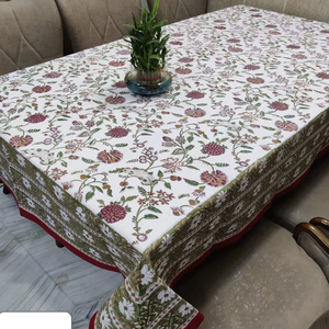 Bloc de main floral traditionnel imprimé 100% coton écologique Design artisanal nappe lavable élégante couverture artisanale - Product Image 1