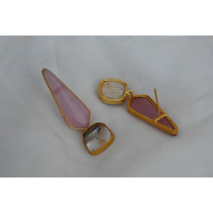 Boucles d'oreilles en laiton pour filles et femmes, créoles en pierre plaquée or faites à la main, nouvelle collection, tendance, vente en gros - Product Image 3