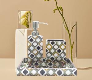 Accessoires de salle de bain et de chambre à coucher en incrustation d'os fabriqués à la main respectueux de l'environnement - Product Image 1