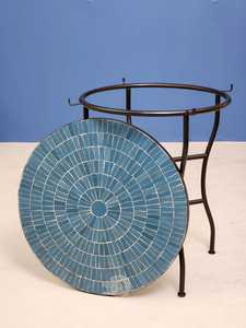 Table d'appoint en mosaïque éblouissante: Art irisé-Table basse bleue-Table d'appoint-Décor de salon-Cadeau - Product Image 5