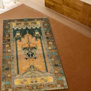 <b>Vintage</b> Design <b>Rugs</b>, Yellow <b>Rug</b>, Prayer <b>Rug</b>, Muslim Gift <b>Rug</b>,With Pile Soft <b>Rug</b> - Product Image 5