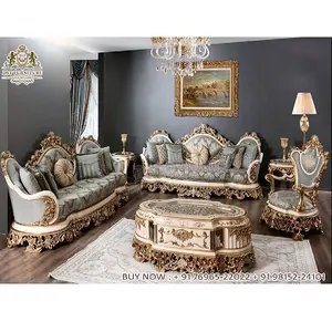 Conjunto de sofá tallado a mano para sala de estar, juego de muebles de madera de teca de la mejor calidad, estilo victoriano, hechos a mano - Product Image 1