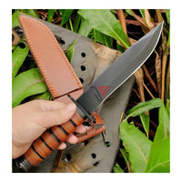 Couteau de chasse et de camping en acier inoxydable de qualité industrielle avec logo personnalisé OEM/ODM, manche en bois à pointes, modèle JS-179, garantie 3 ans