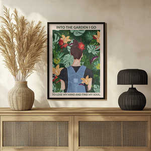 Art mural abstrait moderne avec motif floral 'Into the Garden' imprimé sur toile pour la décoration de la maison, impression numérique sur toile, support inclus - Product Image 2