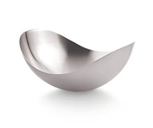 ชามเสิร์ฟตกแต่งทรงทันสมัยแบบอสมมาตร ทำจากสแตนเลสขัดเงาสีเงิน ปลอดภัยสำหรับเครื่องล้างจาน - Product Image 1