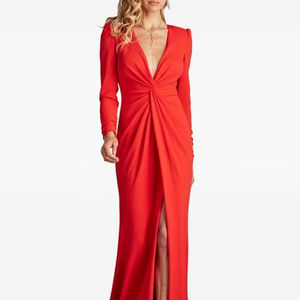 Robe de soirée élégante en mousseline de soie A-Line Col Longueur totale Tissu respirant antistatique Manches pleines unies-pour les fêtes - Product Image 1