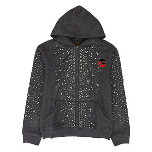 Custom Made Design High Quality Basics <b>Pullover</b> <b>Men</b> Rhinestone Hoodies Solid Color Plus Size <b>Men</b> Rhinestone Hoodies - Product Image 1