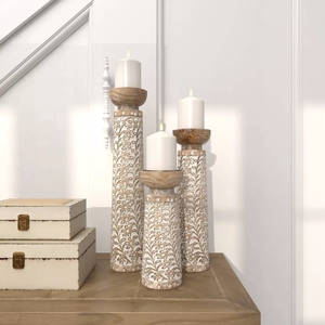 เชิงเทียนไม้เสาเชิงเทียนสไตล์นอร์ดิกที่ทันสมัยเป็นมิตรกับสิ่งแวดล้อมเชิงเทียนไม้แกะสลักด้วยมือออกแบบสำหรับตกแต่งคริสต์มาสและวันหยุด - Product Image 3