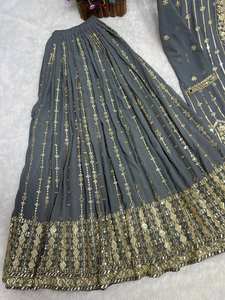 Alia Ensemble 3 pièces de Shrarara pour femmes, magnifiquement imprimé, pour les fêtes d'été-Vêtements indiens pakistanais, Kurti inclus - Product Image 3