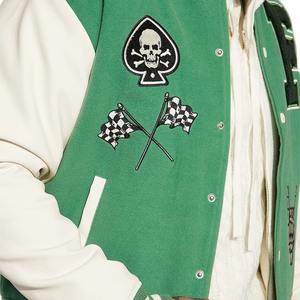 Chaqueta universitaria de cuero PU con soporte transpirable de alta calidad personalizada para hombre, estilo de retales con letras de invierno, tallas 4XL-6XL alto - Product Image 5