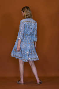 Vestido de Fiesta de Manga Tres Cuartos Bordado para Mujer, Estilo Dulce, Cintura Natural, Tejido Ecológico - Product Image 2