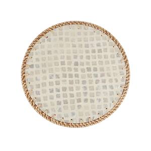 Manteles individuales para servir con incrustaciones de madreperla con borde de ratán, mantel Individual redondo para fregona, accesorios de mesa de comedor personalizables, Vietnam - Product Image 4