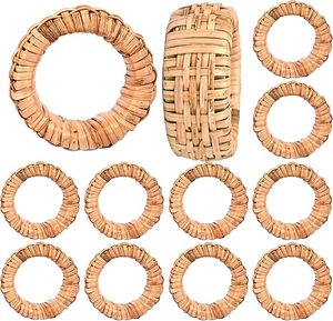 Canne Plastique Tissé Rond Forme Serviette Rond Élégant Décor De Table pour Mariages Fêtes De Noël Et Autres Occasions Spéciales - Product Image 3