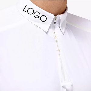 Odern esesign tytylish ququestrian lothing hir-hirhirt ororse iiding hhort leleeved hhite Men's omection hirhirts con ronront ip - Product Image 1