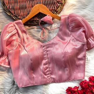 Material moderno Tono Zimi Chu Slub Strach Blusa Listo para blusa Tiene un patrón abierto de Froent y un hermoso nudo de verano - Product Image 4