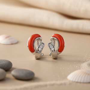 Pendientes de Coral Plateado para Uso Diario con Circonita Cúbica, Joyería de Cristal Elegante - Product Image 3