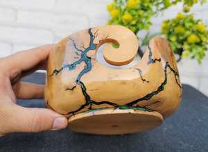 Bol de fil en bois fait à la main cadeau pour tricoter Lichtenberg fil écheveau support meilleur cadeau pour mère anniversaire noël - Product Image 5