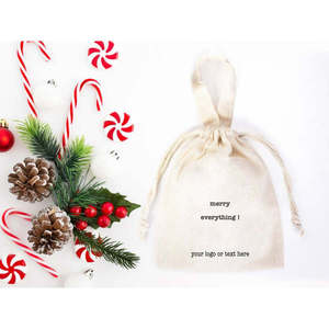 Bolsas de Regalo de Algodón de Navidad y Año Nuevo con Logotipo y Texto Personalizados, Bolsas Personalizadas para Empresas o Familias, Impresión Serigráfica - Product Image 1