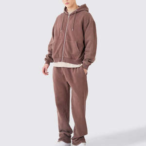 Ensembles de pantalons évasés deux pièces à capuche et à logo personnalisé Survêtements surdimensionnés Survêtement de course pour hommes 100% coton - Product Image 1