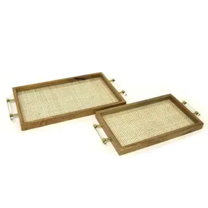 Bandeja para servir café de madera de estilo clásico de alta calidad, forma Rectangular sostenible para decoración del hogar, suministros al por mayor - Product Image 1