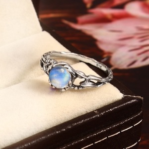 Anillo de Plata de Ley 925 Boho Eternity Vermeil, ajuste de bisel, piedra preciosa de ópalo de fuego, joyería personalizada para fiestas, anillos finos - Product Image 6