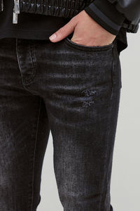 Gran oferta, ropa de calle personalizada, pantalones vaqueros con estampado lavado desgastado, venta al por mayor, nueva moda, pantalones de moda para hombre con diamantes de imitación - Product Image 6