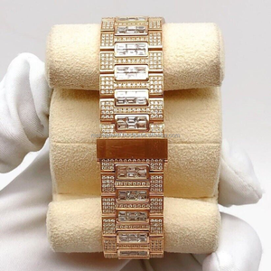 Luxury Custom Design Yellow Gold Designer baguette Lab Diamond <b>Watch</b> Premium Classic Designer Party Wear Branded Rose Gold <b>Watch</b> - Product Image 6