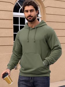 Sweat-shirts à capuche pour hommes, en polyester/coton, doux, à manches longues, décontractés, avec poche zippée, pour l'automne - Product Image 2