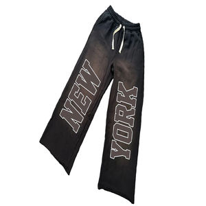 Wholesale Men's Sweatpants Acid <b>Wash</b> Flare Sweatpants Jogger Pant For Men With Elastic Waste And Screen Printed Logo - Product Image 6