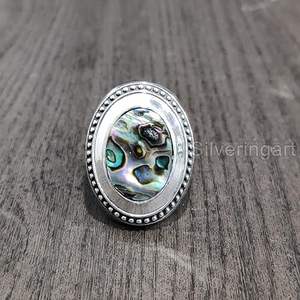 Anillo de Hombre al por Mayor, Nuevo, con Gema de Concha de Abulón Natural, Regalo de Navidad, Anillo Pesado para Hombre, Joyería de Plata de Ley 925 - Product Image 5