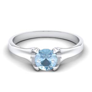 Anillo de Plata de Ley 925 con Gema de Aguamarina de Corte Redondo de 0.84 Quilates y Moissanita VVS, Joyería Delicada para Mujer, REYES Elegance - Product Image 1