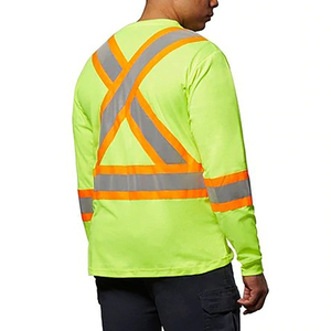 Ropa de Seguridad Reflectante Transpirable de Manga Larga para el Mercado Canadiense, Camiseta Reflectante de Alta Visibilidad para Hombre, Ropa de Trabajo con Logotipo Personalizado - Product Image 2