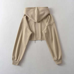 Jersey corto de algodón con patrón sólido para mujer, Sudadera con capucha con logotipo personalizado, ropa de calle, Top corto inferior para la temporada de invierno - Product Image 3