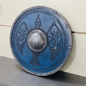JEXMOO Bouclier Viking artisanal de 24 pouces en bois et acier à haute teneur en carbone, design à centre bombé, avec support de personnalisation et de compatibilité - Product Image 5