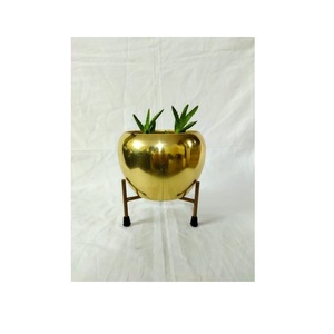 Macetas pequeñas de metal de aspecto lujoso con soporte para macetas decorativas de mesa hechas de macetas de latón de exportador indio - Product Image 2