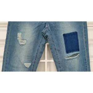 High Quality Custom OEM Women's Denim Long Pants Fashion Casual Summer <b>Jeans</b> with <b>Elastic</b> Waistband Washed Techniques - Product Image 3