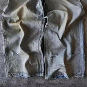 بنطلون جينز للرجال مخصص ملابس الشارع المرقعة عارضة خمر مزدوجة الخصر أوم فضفاض الجينز الصانع - Product Image 4