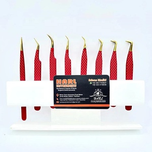 Pince à épiler professionnelle d'extension de cils couleur or rouge ensemble de Logo personnalisé outils de beauté de cils de marque privée HARL Beauty - Product Image 6