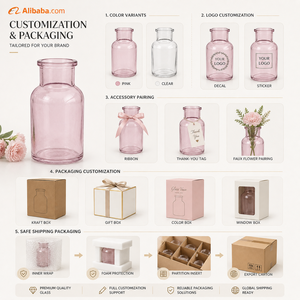 Jarrón de Vidrio Decorativo Rosa, Botella Pequeña para Flores, Centro de Mesa para Bodas, Venta al por Mayor - Product Image 6
