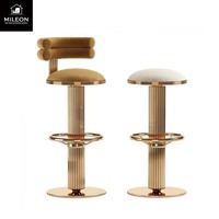 Tabouret de bar en métal doré de luxe, à assise en velours, pivotant, pour îlot de cuisine, bar à domicile
