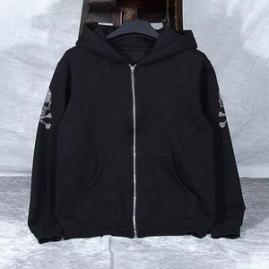 Personnalisé Nouveau Élégant Strass À Capuche Hiver Hommes Strass À Capuche Full Zip Us Thermique Hoodies 100% Coton - Product Image 2