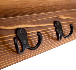 Porte-clés pour mur et étagère à courrier-Organisateur mural décoratif en bois pour clés, lettres, factures-Bois de pin Unique Rustique - Product Image 3