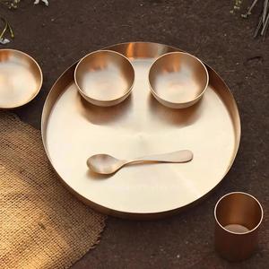 Ensemble de cuisine en laiton ensemble de dîner Kansa pour la maison hôtel vaisselle de table utiliser dernier ensemble de dîner en laiton bol et cuillère différents et vaisselle - Product Image 4