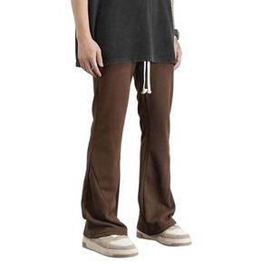 Personalizado OEM logo Flare Jogger transpirable cómodo algodón suelto Flare pantalones de hombre, recto, rayas curvas - Product Image 3