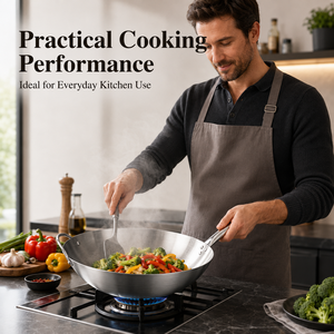 Wok en acier inoxydable commercial, fond rond, grande capacité, poêle <span class=keywords><strong>de</strong></span> cuisson pour restaurant, compatible gaz et induction - Product Image 6