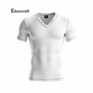 Camiseta interior de algodón ajustada para hombre, Diseño de manga de cuello personalizable, capa Base transpirable ligera, cómoda para uso diario - Product Image 1